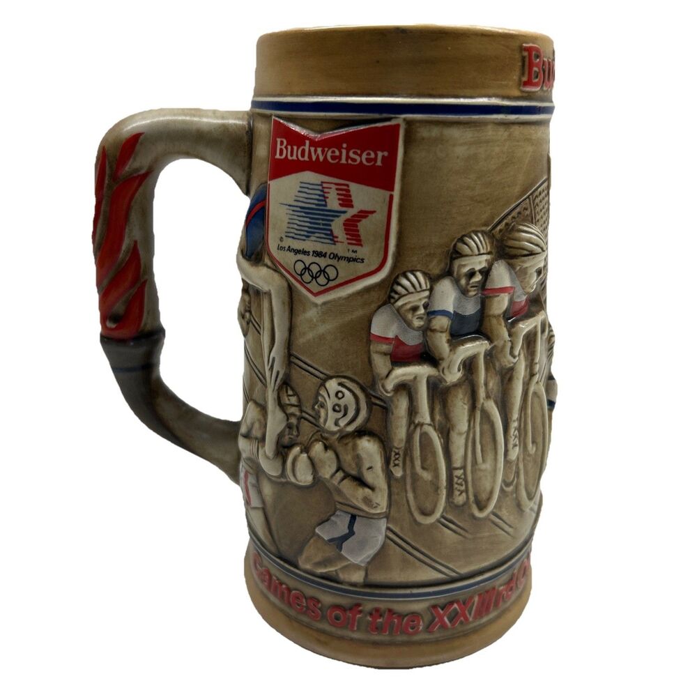 Vintage LA Budweiser Olympic Beer Stein/Mug‎ 1984 Los Angeles Olympics Ceramarte